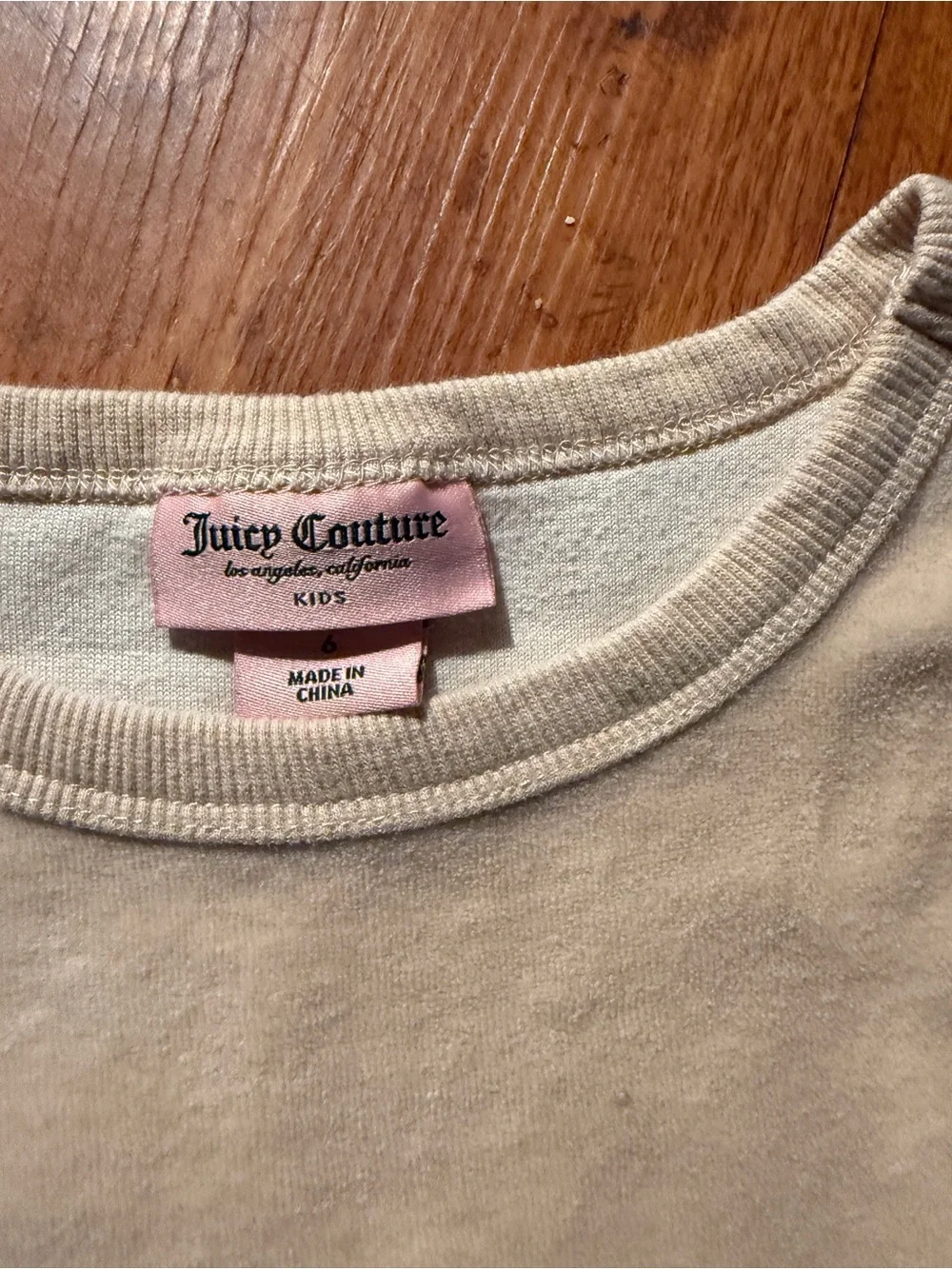 Y2K Juciy Couture Cream Pullover Sweatshirt with Navy Heart and Sleeve Stripes